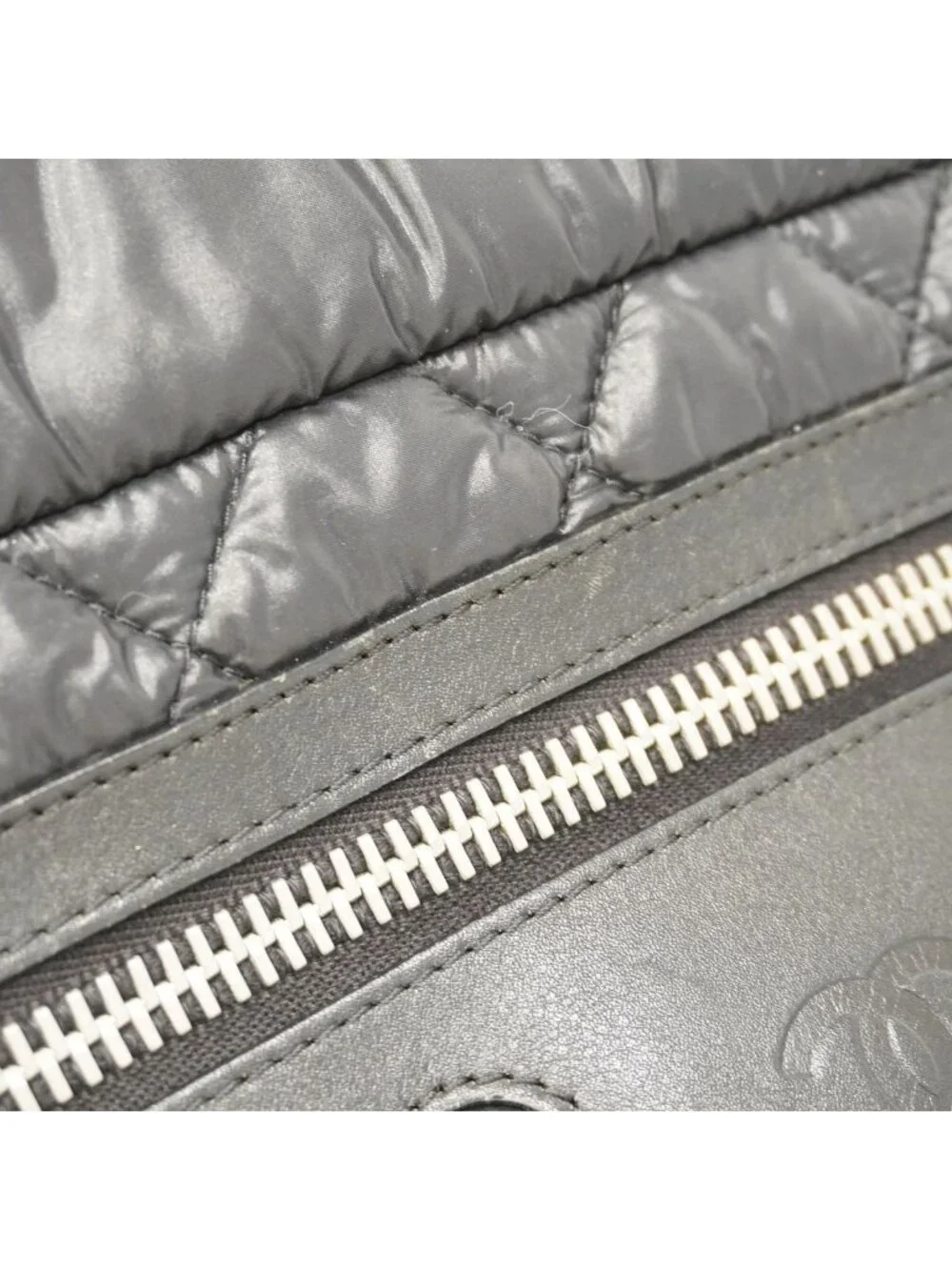 Chanel Shoulder Bag Coco Cocoon Nylon Black Silver